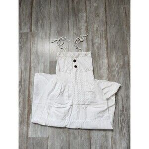 Sea Spice 100% Cotton Midi Dress White Sleeveless Wooden Button Detail Sz M
